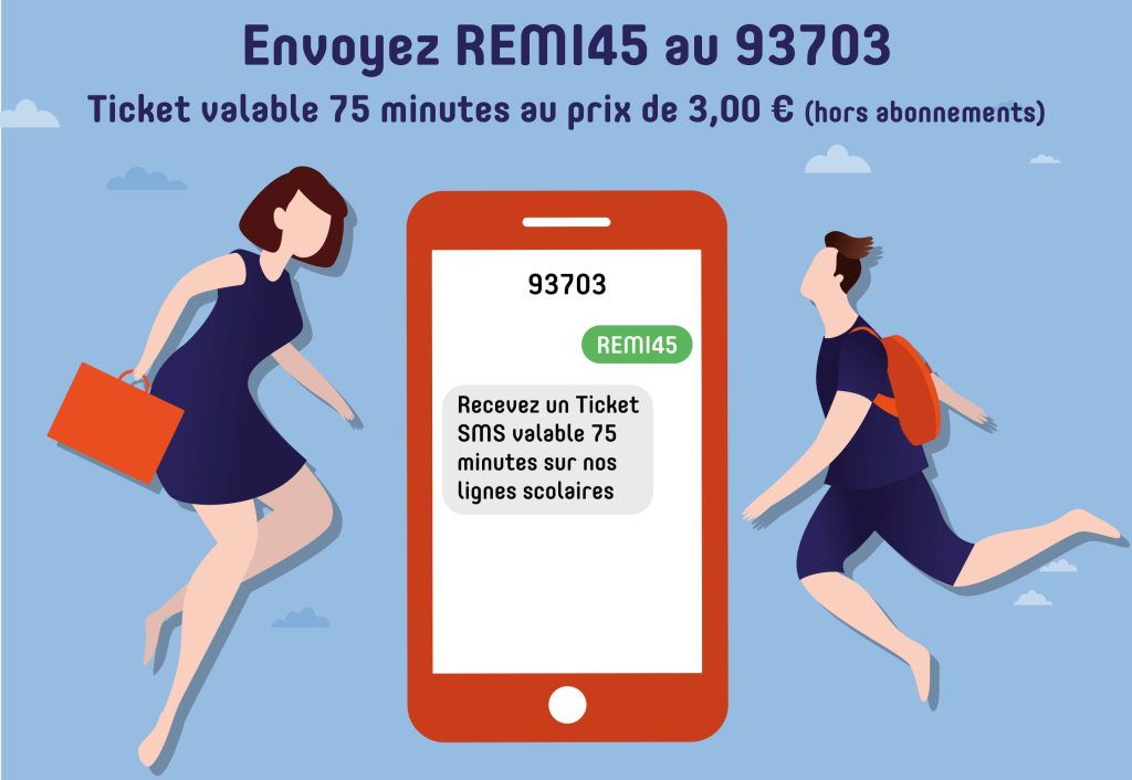Lancement du Ticket SMS sur les lignes scolaires REMI 45 et REMI 28